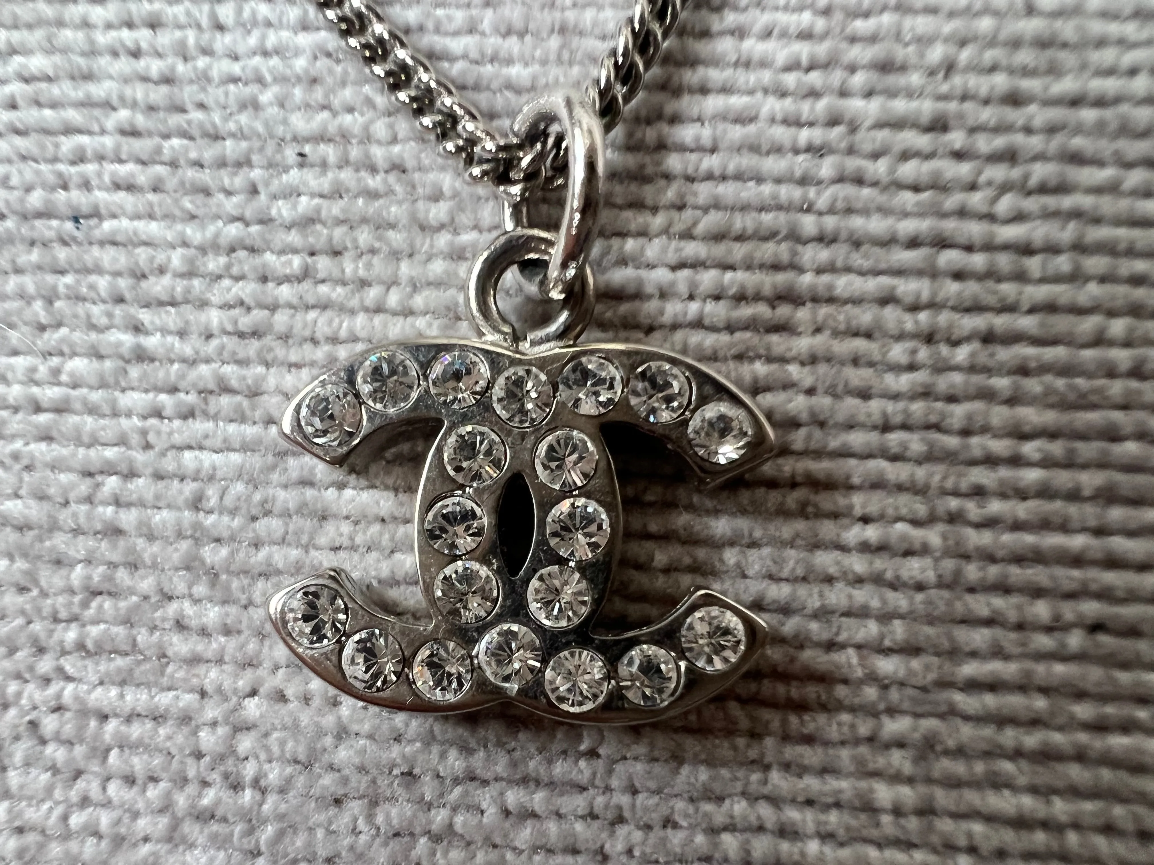 Chanel CC Crystal Pendant Necklace