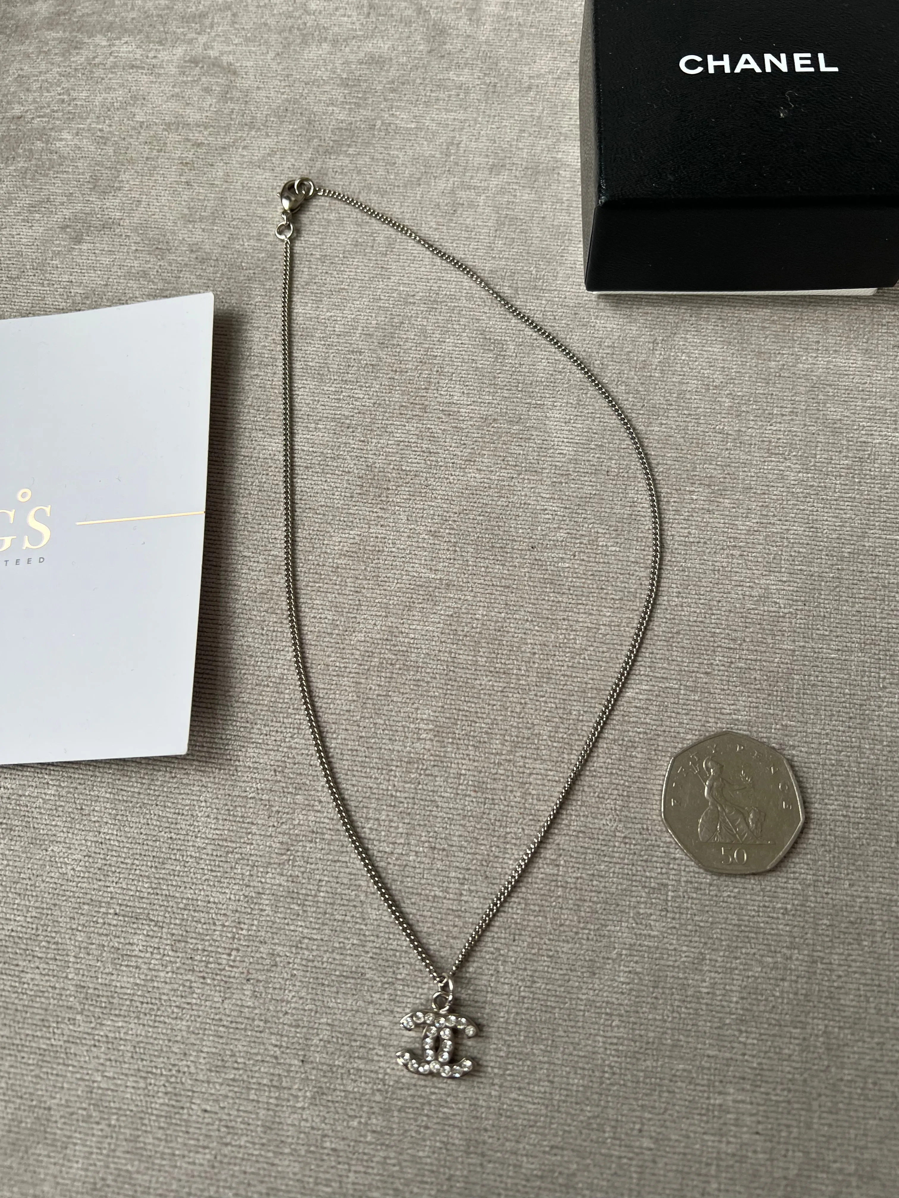 Chanel CC Crystal Pendant Necklace