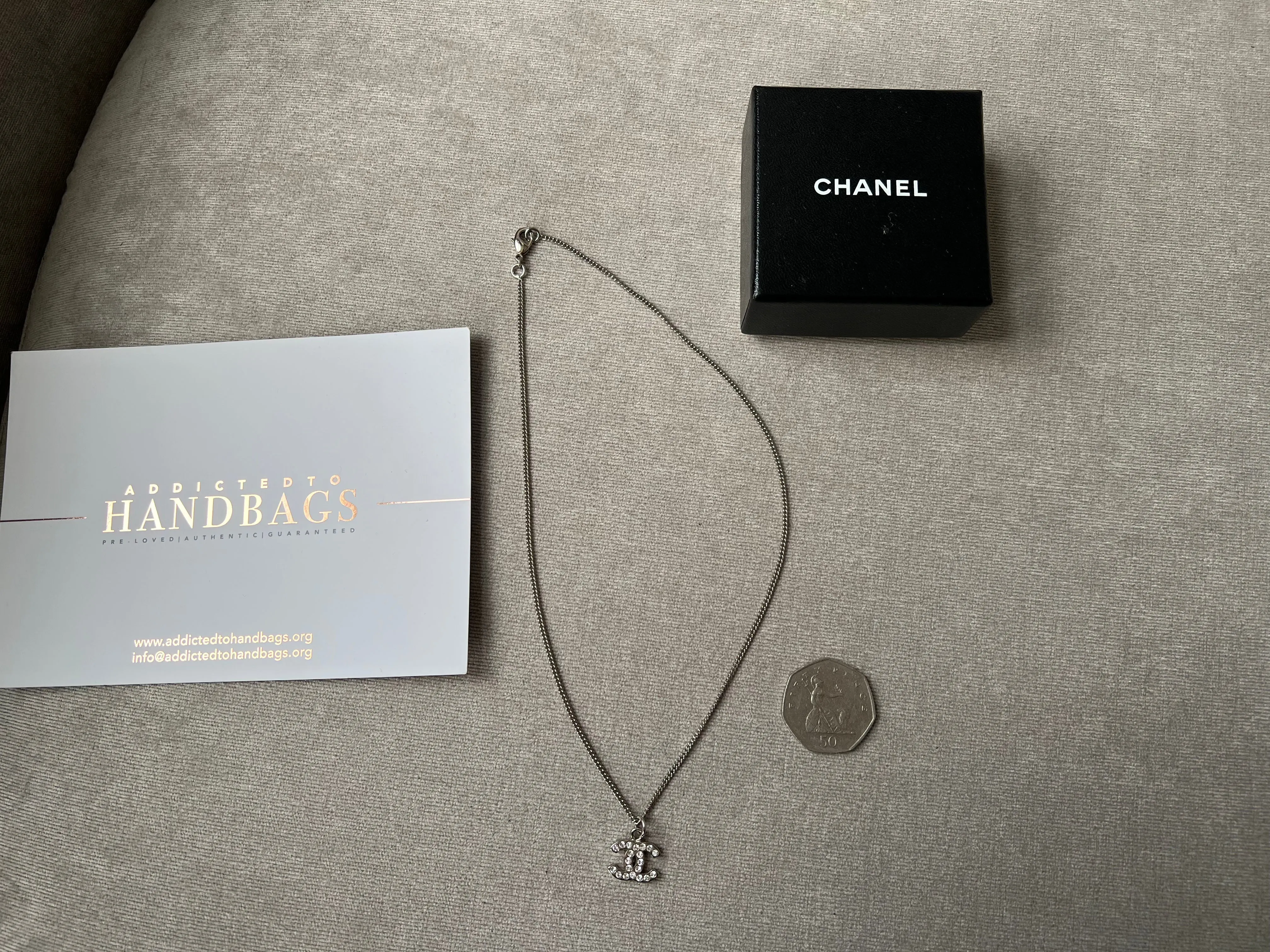 Chanel CC Crystal Pendant Necklace