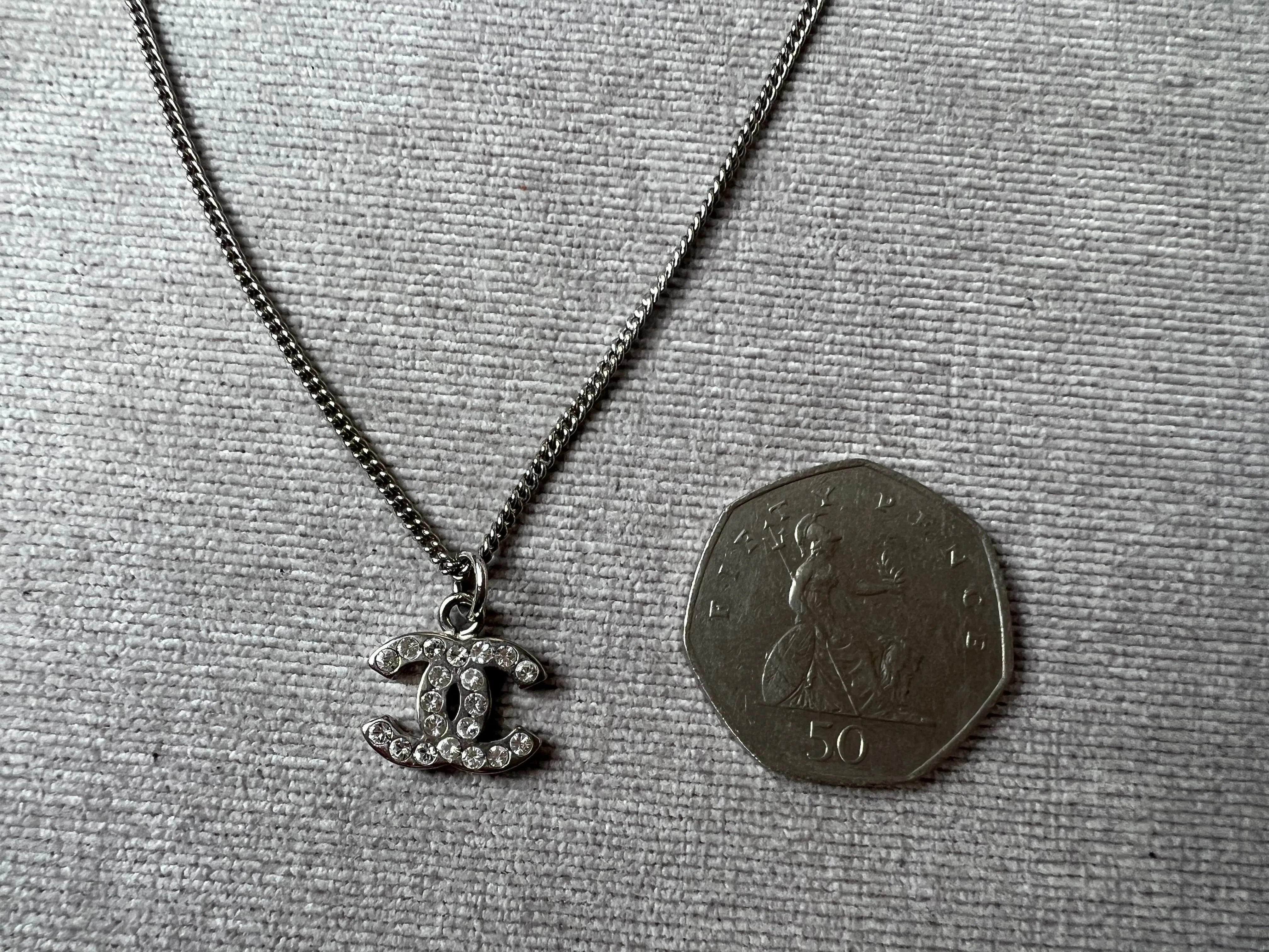 Chanel CC Crystal Pendant Necklace