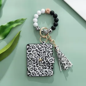 Cheetah Silicone Wristlet Wallet Keychain