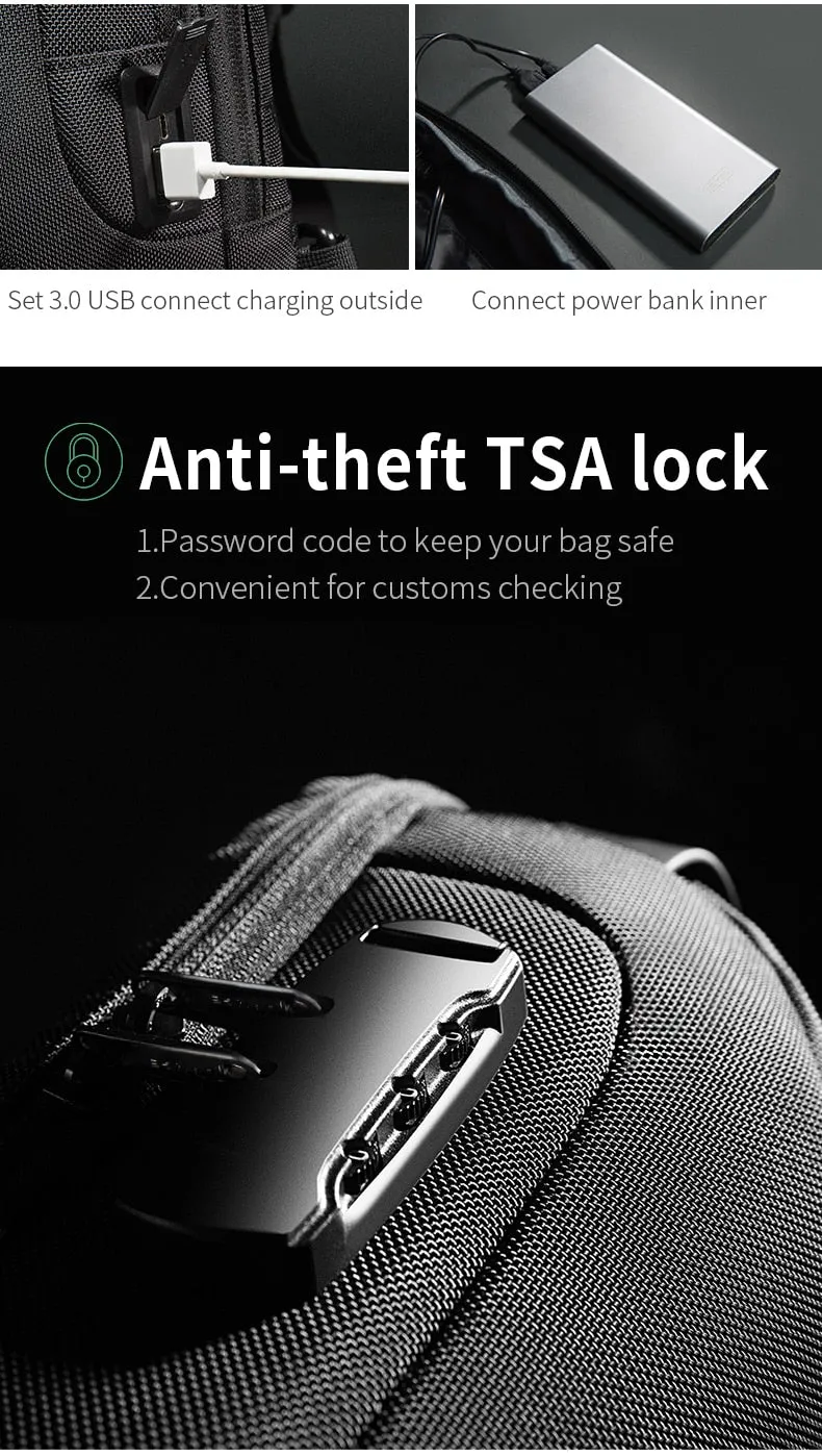 Chest Bag New Men Crossbody Bag Waterproof Shoulder Bags USB Charging