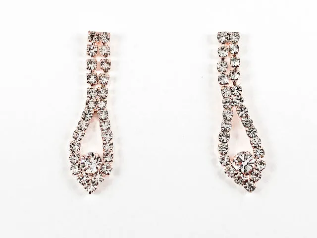 Classic Beautiful CZ Design Pink Gold Tone Earring Necklace Fashion Set