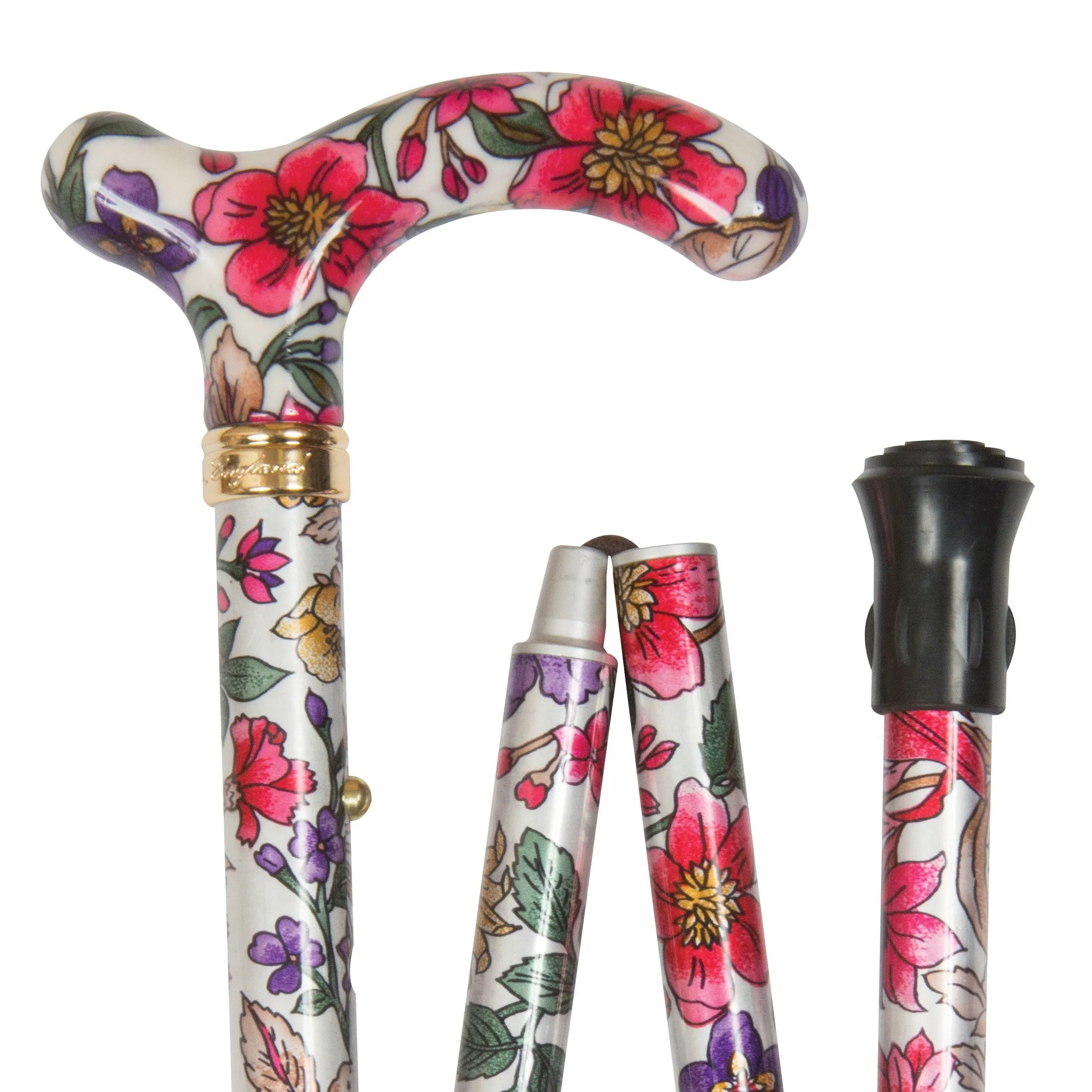 Classic Canes Slimline Folding Petite Cane Violet and Pink Floral