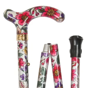 Classic Canes Slimline Folding Petite Cane Violet and Pink Floral