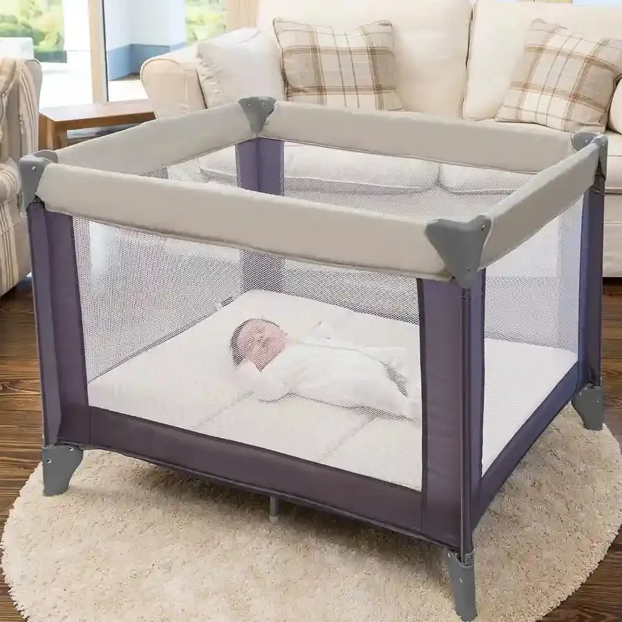 Clevamama ClevaFoam Travel Cot Mattress - 3 in 1 Sleep, Sit & Play (White/Yellow)