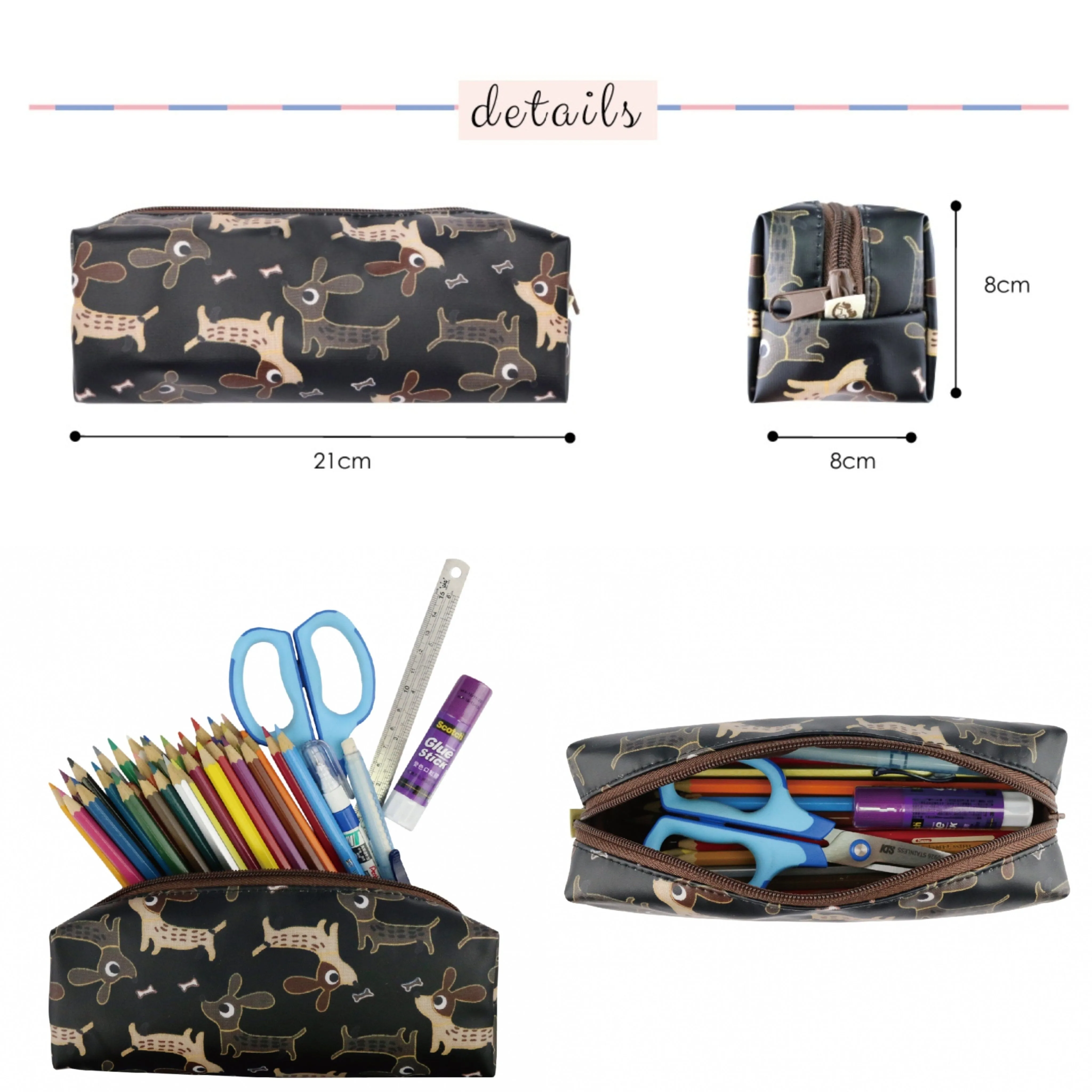 Coral Meow Cat Large Pencil Case