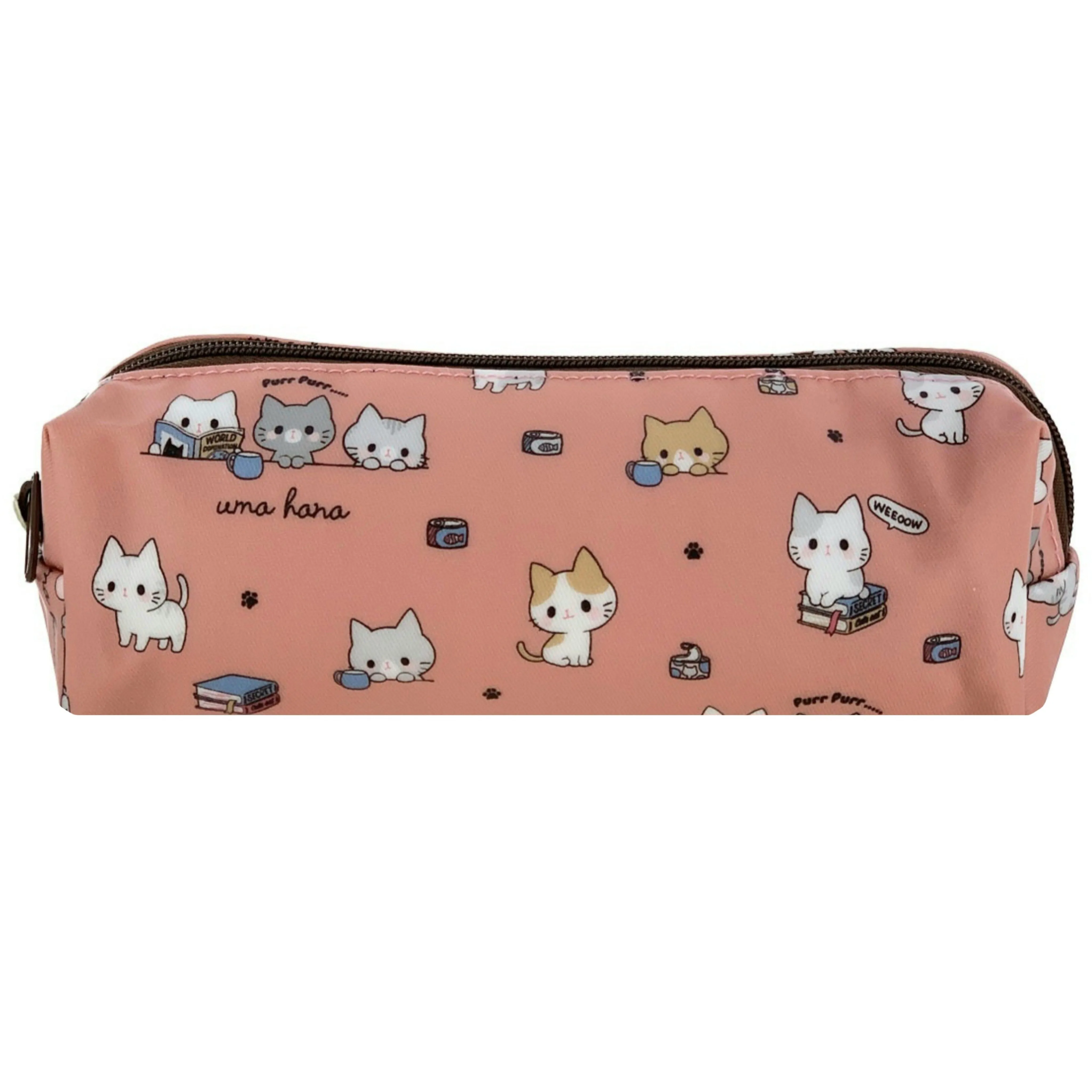 Coral Meow Cat Large Pencil Case