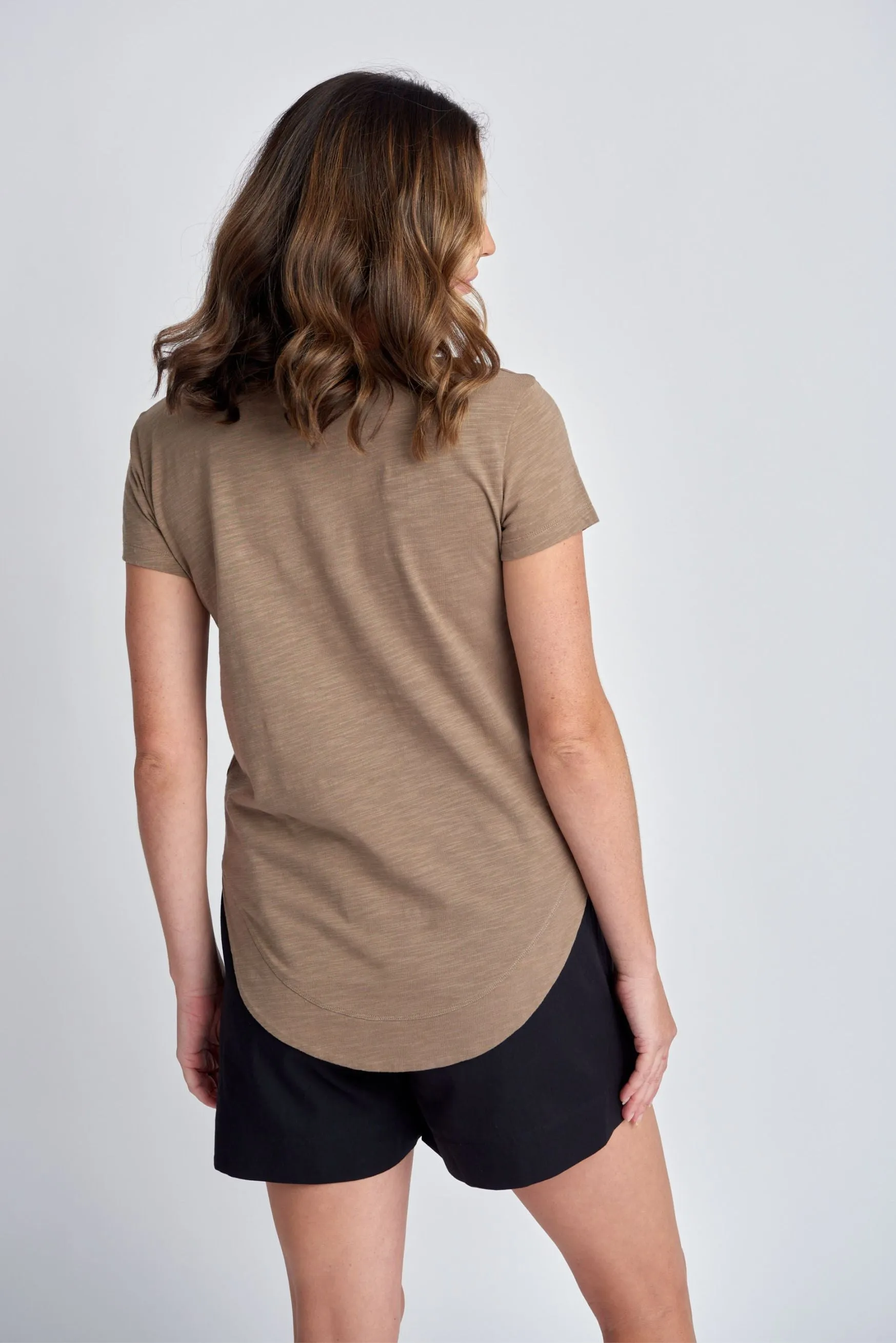Cotton Shaped Hem Tee Twig