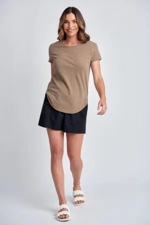 Cotton Shaped Hem Tee Twig
