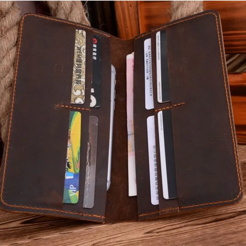 COWATHER high quality cow genuine Crazy horse leather men wallets