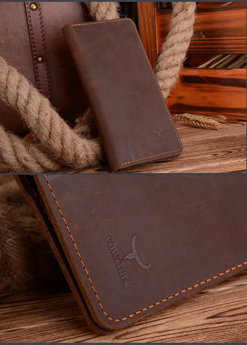 COWATHER high quality cow genuine Crazy horse leather men wallets