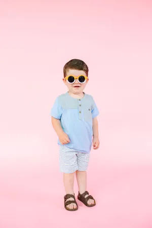 Cream/Blue Stripe Pique Shorts