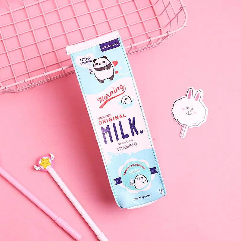 Cute Cartoon Milk Box Pencil Case