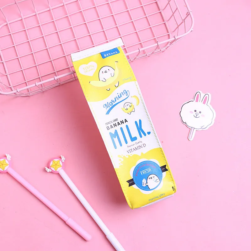 Cute Cartoon Milk Box Pencil Case