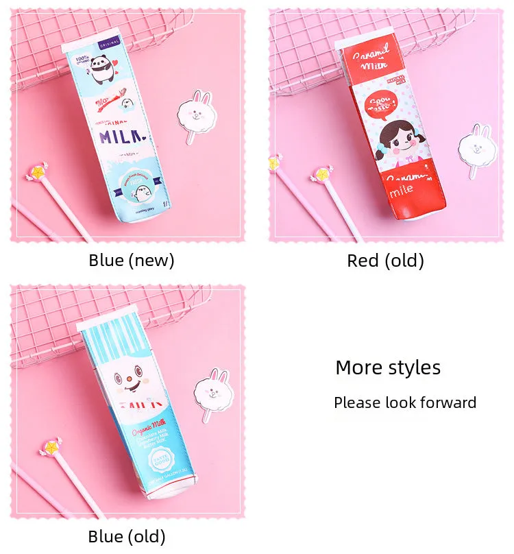 Cute Cartoon Milk Box Pencil Case