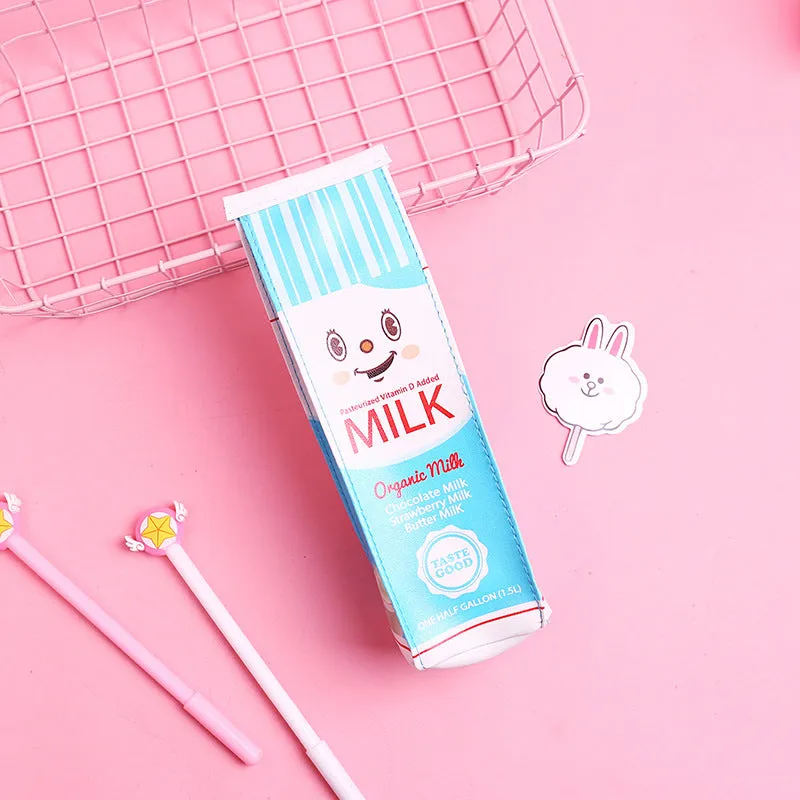 Cute Cartoon Milk Box Pencil Case