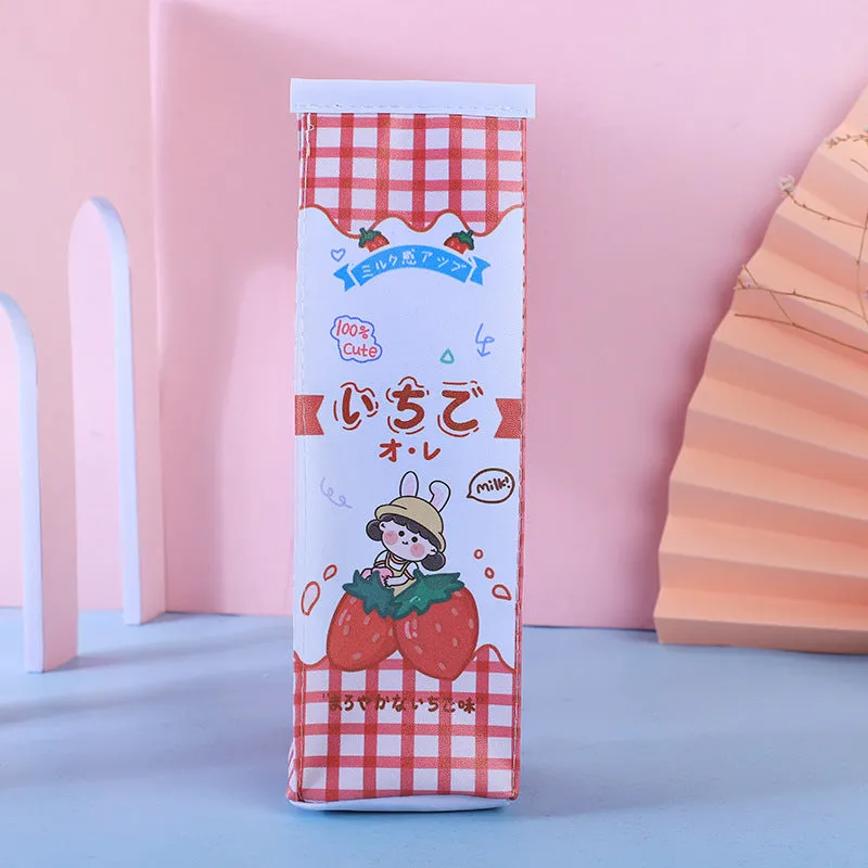 Cute Cartoon Milk Box Pencil Case