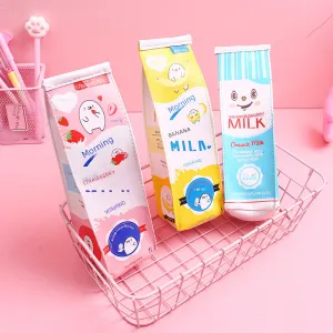 Cute Cartoon Milk Box Pencil Case