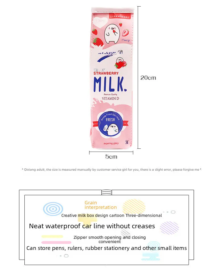 Cute Cartoon Milk Box Pencil Case
