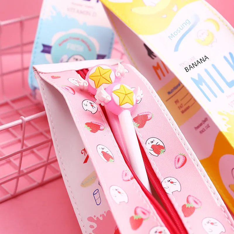 Cute Cartoon Milk Box Pencil Case