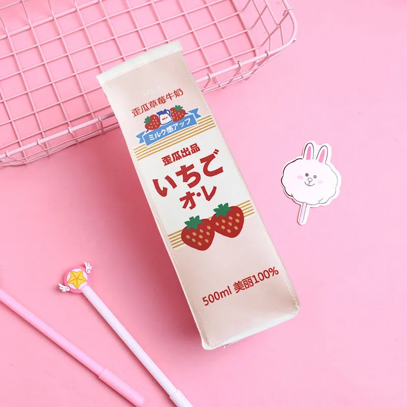 Cute Cartoon Milk Box Pencil Case