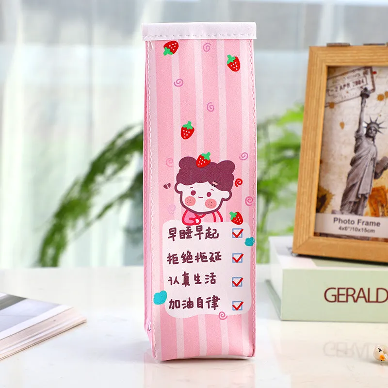 Cute Cartoon Milk Box Pencil Case