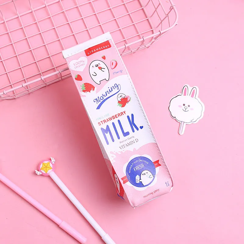 Cute Cartoon Milk Box Pencil Case