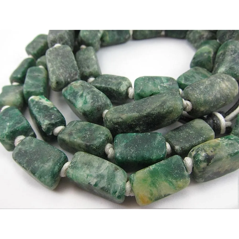 Deep Forest Green Serpentine Matte Rectangle Beads