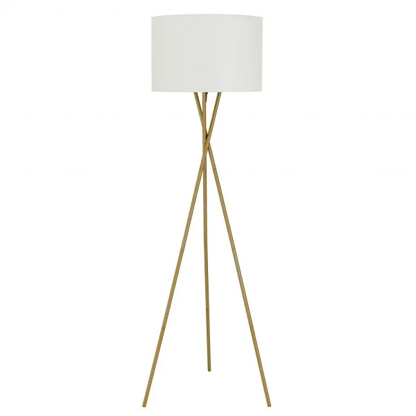 Denise Antique Gold with Ivory Shade Modern Tripod Floor Lamp