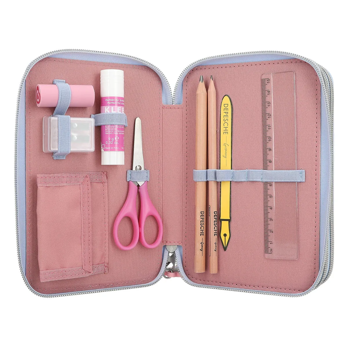 Depesche TOPModel 3-Compartment Pencil Case with Team Teddy Application