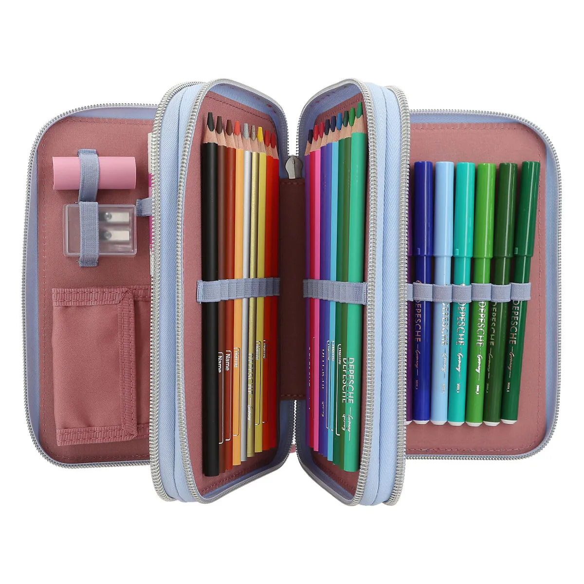 Depesche TOPModel 3-Compartment Pencil Case with Team Teddy Application