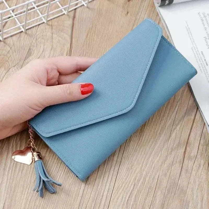 Designer Leather Coin Purses | Stylish Long Wallet with Tassel - WWC002