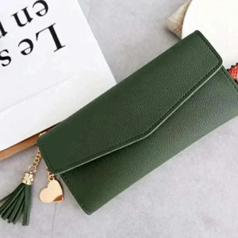 Designer Leather Coin Purses | Stylish Long Wallet with Tassel - WWC002