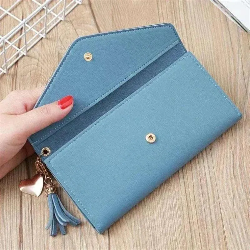 Designer Leather Coin Purses | Stylish Long Wallet with Tassel - WWC002