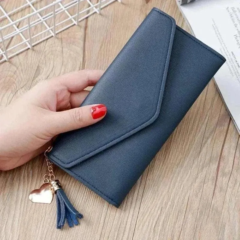 Designer Leather Coin Purses | Stylish Long Wallet with Tassel - WWC002