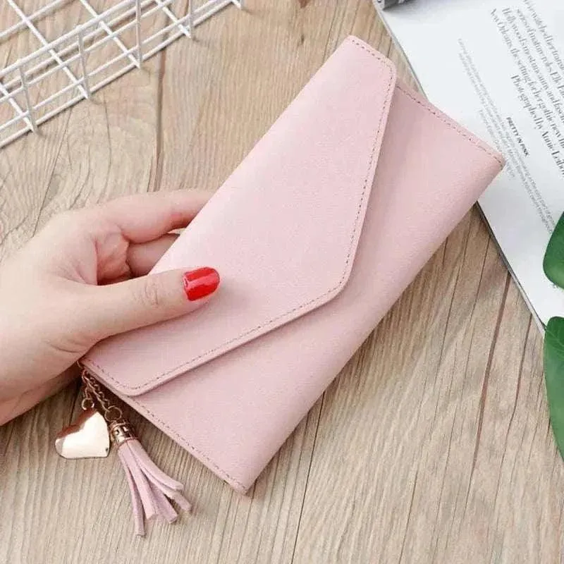Designer Leather Coin Purses | Stylish Long Wallet with Tassel - WWC002