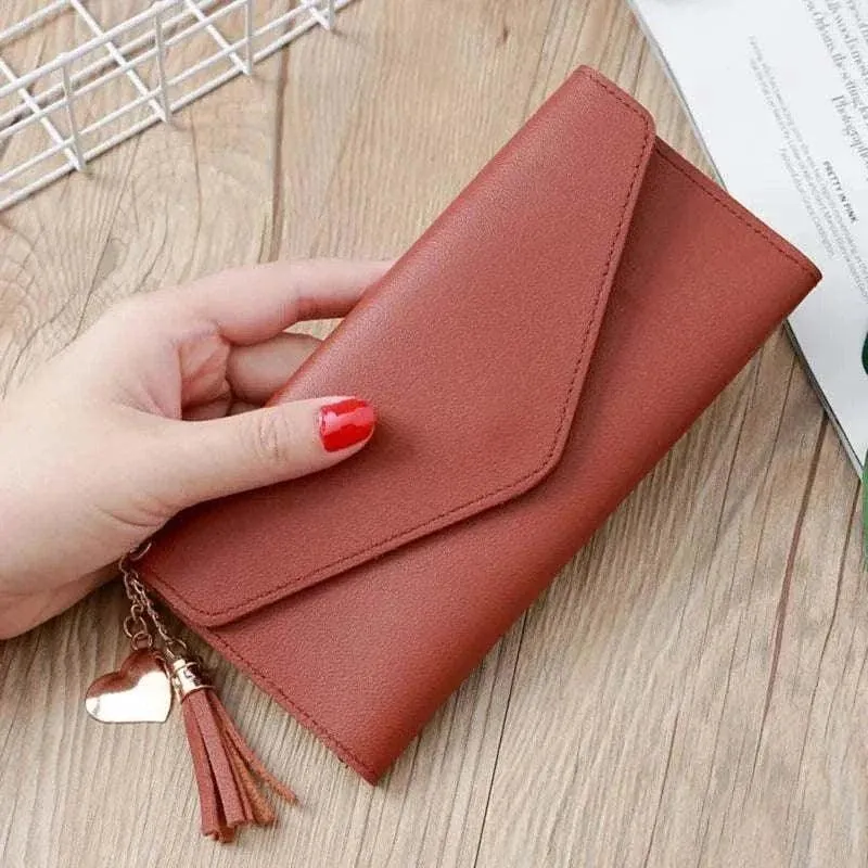 Designer Leather Coin Purses | Stylish Long Wallet with Tassel - WWC002