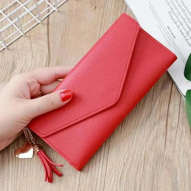 Designer Leather Coin Purses | Stylish Long Wallet with Tassel - WWC002