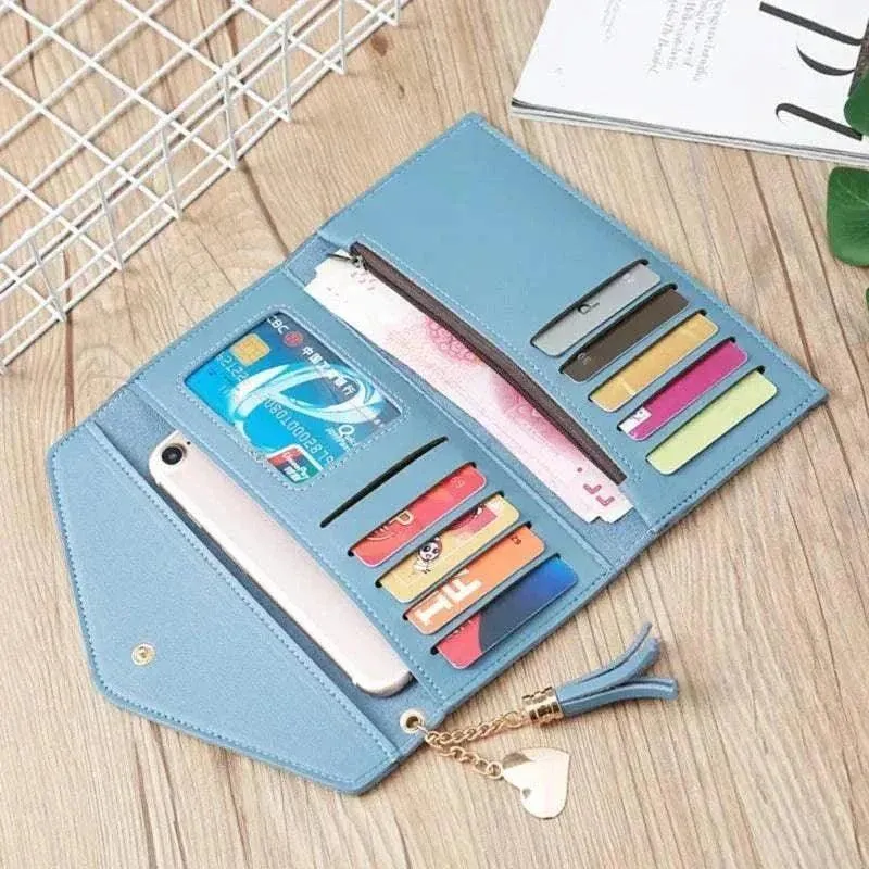 Designer Leather Coin Purses | Stylish Long Wallet with Tassel - WWC002