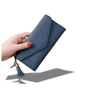 Designer Leather Coin Purses | Stylish Long Wallet with Tassel - WWC002