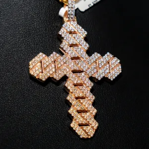 Diamond Cross Pendant 10K Rose Gold / 2.42Ct Dia / 11.6gr