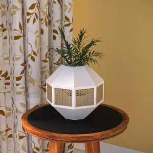 Diamond Shaped Wooden Handmade Light White Flowerpot for Home