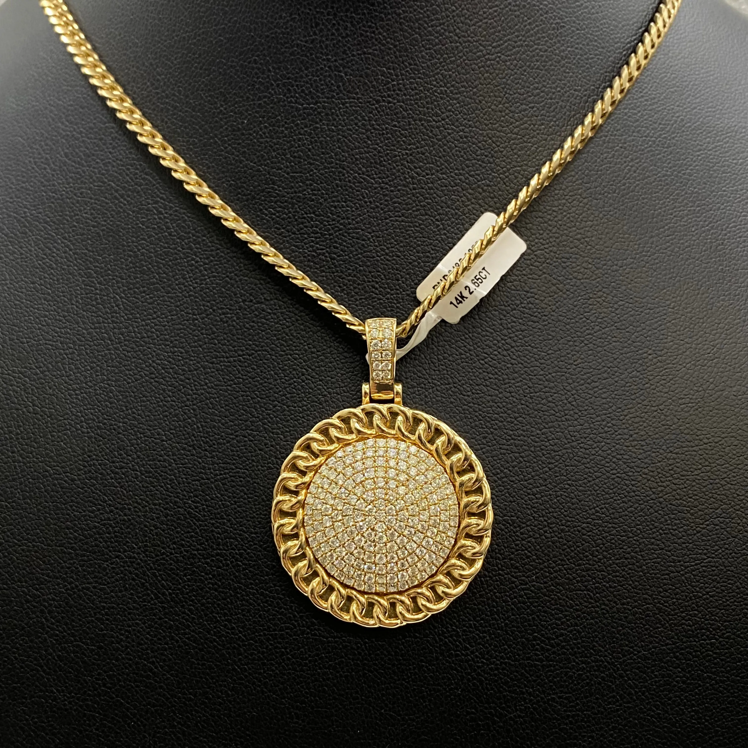 Diamond Sun Pendant 14K Yellow Gold / 2.65Ct Dia / 16.8gr
