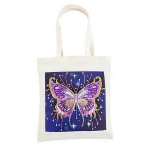 DIY Diamond Painting Handbag Shopping Storage Tote (BB001 Purple Butterfly)