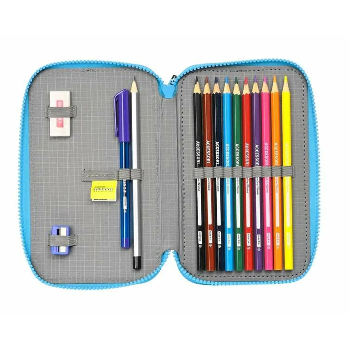 Double Pencil Case Minions Minionstatic Blue 12,5 x 19,5 x 4 cm