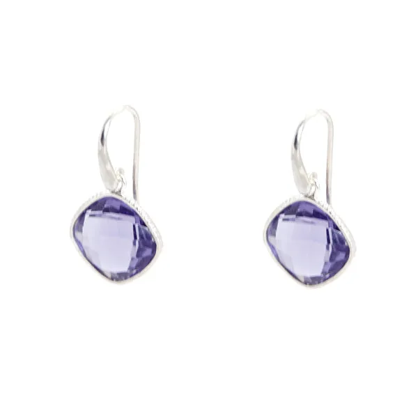 Earrings - Diamond Shape Iolite & Sterling Silver