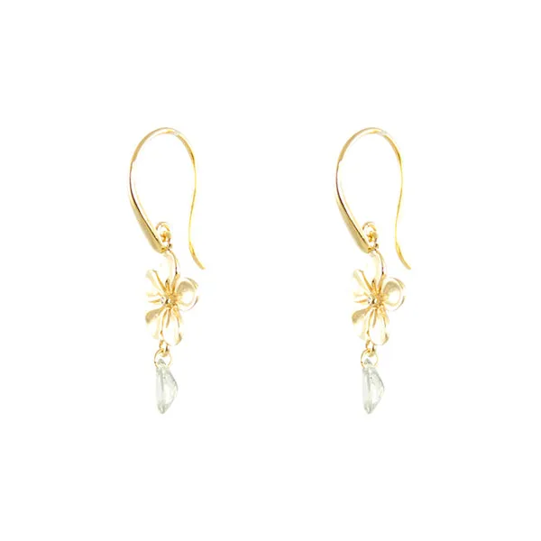 Earrings - Jali -JaJa Ni Flowers Green Tourmaline Gold Plated Sterling Silver