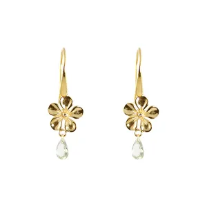 Earrings - Jali -JaJa Ni Flowers Green Tourmaline Gold Plated Sterling Silver