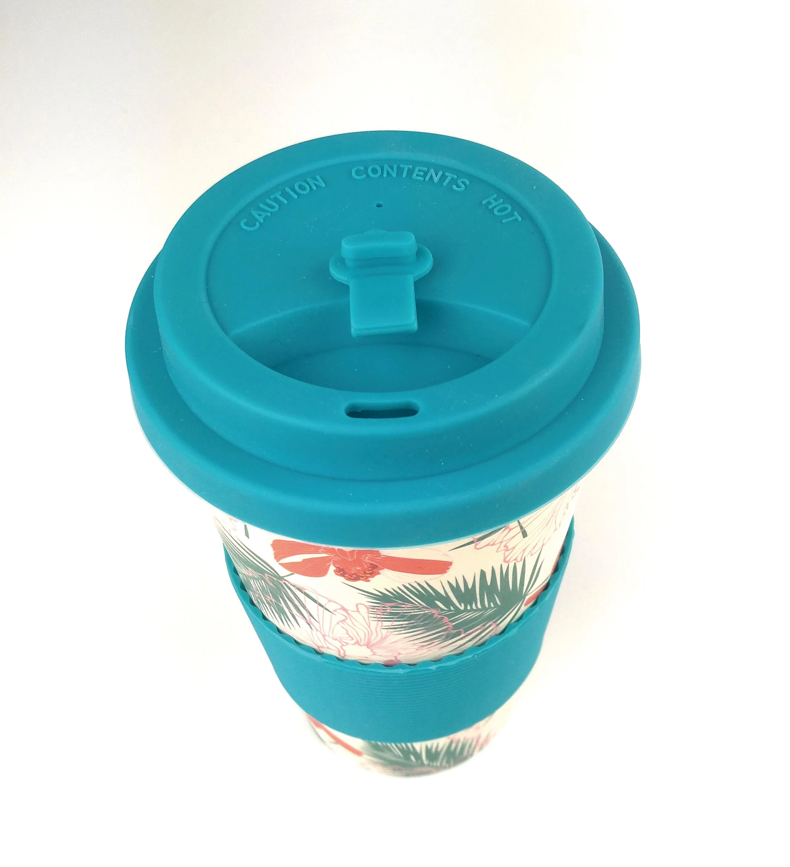 Eco-Friendly Reusable Plant Fiber Travel Mug with Tropical Paradise Design
